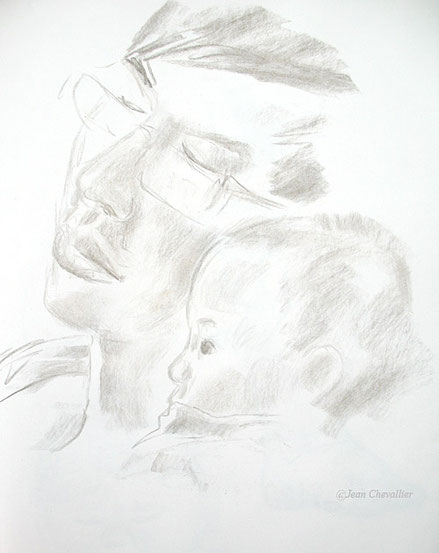 Père et fils, dessin Jean Chevallier