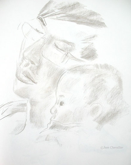 Père et fils, dessin Jean Chevallier