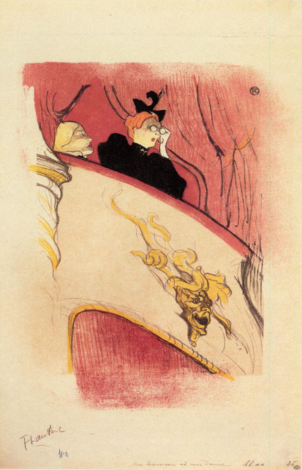 Toulouse Lautrec.El palco con mascarón dorado 1894.Litografía,37x32cm.The Metropolitan Museum of Art, Nueva York.