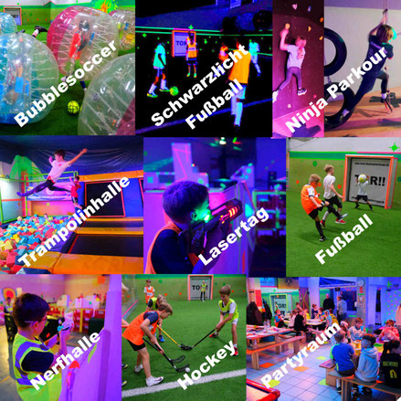 kindergeburtstag-lasertag-nerf-fussball-bubblesoccer-ninja-kletterhalle-schwarzlicht-trampolin-trampolinhalle-idee-event-party-indoor-spielhalle-funsport-gütersloh