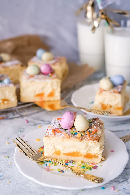 Käsekuchen Schnitten mit Baiser