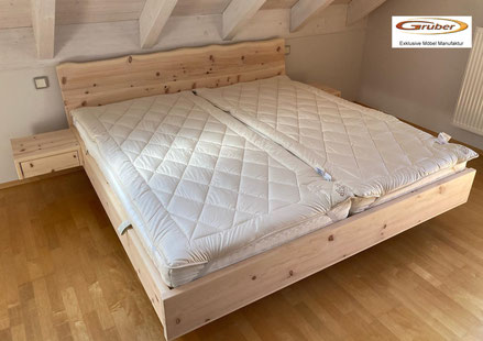 Bild: Zirbenbett, Zirbenholzbett, Schwebebett, Zirbenschwebebett,