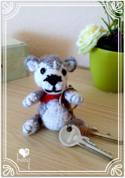 kulcstartó mini kutya amigurumi boog