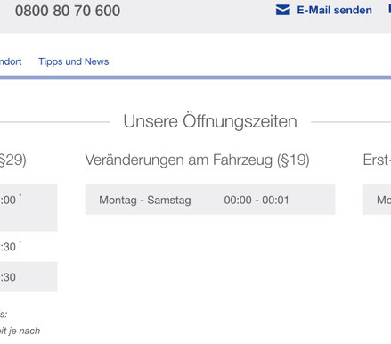 Aktuelle (Okt 19) Angaben der TÜV-Nord-Seite zur Terminanfrage...