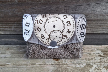 petit porte-monnaie homme 3 compartiments accordéon à soufflet montres horloges soufflet
