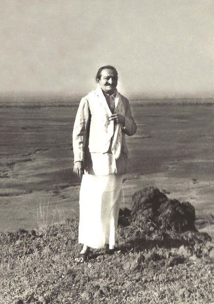 Meher Baba on Seclusion Hill ; photo by Panday