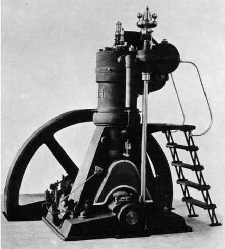 Vermutlich nicht der 1. Grazer-Dieselmotor aus dem Jahr 1900, sondern ein späterer Motor mit höherer Leistung.