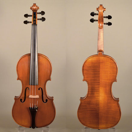 Professional conservatory violin made in Reghin Romania 2025 Guarneri model featuring premium European tonewoods and expert luthier setup.