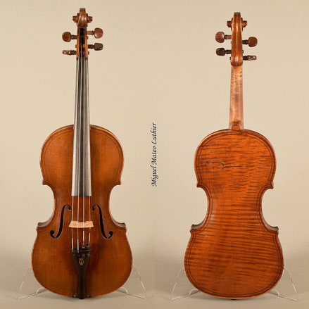 Violín francés antiguo de Nicolas Mauchant-Rouver fabricado en Mirecourt en el siglo XIX con sello de fuego original en el interior y exterior sobre el botón ajustado por luthier.