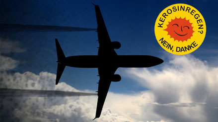 Keine Kondensstreifen: So sieht es aus, wenn ein Flugzeug Kerosin ausbläst. Fotomontage: Inititive Pro Pfälzerwald