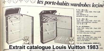 1983 catalog extract: loziné wardrobes clothes racks The “85 x 20” Same interior layout as the 90 X 26 Interior: all wardrobe OR wardrobe and two flat drawers Dimensions: High. 0.90 - Width. 0.55 - Depth 0.28