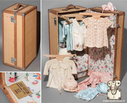  Louis Vuitton doll trunk. Child trunk.  rustic canvas  Another model of doll trunk on a reduced scale like a wardrobe to store a doll and its clothes. The dream for every child. Sold in Louis Vuitton stores but not produced in Asniéres.