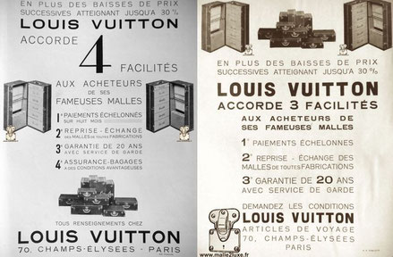 LOUIS VUITTON  GRANTS  4  FACILITIES  TO THE BUYERS OF ITS FAMOUS MALLS    EIGHT MONTHS PAYMENTS               RETURN - EXCHANGE                      OF TRUNKS of all MANUFACTURING 20  YEAR                   GUARANTEE  WITH CHILD SERVICE INSURANCE - LUGGA