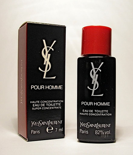 3) YSL POUR HOMME - VARIANTE DANS LA PRESENTATION : BOÎTE MARQUEE "SUPER CONCENTRATE"