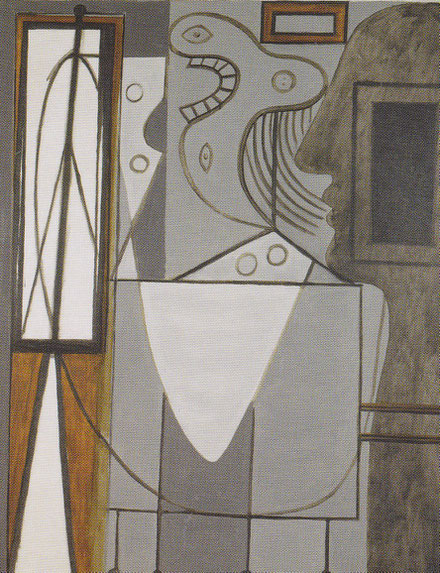 Picasso,el estudio 1928-1929.Óleo sobre lienzo 162x130cm.Centre Pompidou,París. Comienza su proceso de abstracción de las figuras o personajes que sufren una metamorfosis magistral.