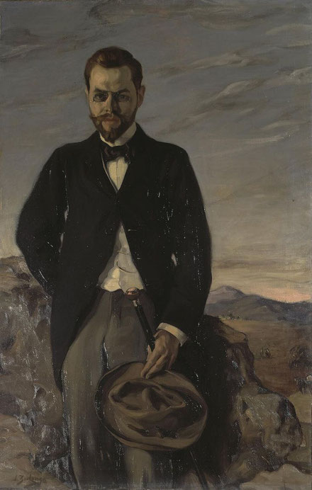 Ignacio Zuloaga.Retrato del coleccionista ruso Iván. Shukin 1899. Zuloaga alcanza gran renombre en Rusia entre el S.XIX y XX..Amigo y mecenas, muestra a un Schikin casi de cuerpo entero con mirada penetrante y porte aristocrático.