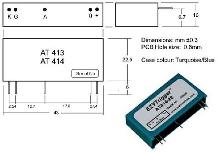 Das Thyristor AT414 Trigger Modul mit spezieller Eingangsbeschaltung für Glasfaserelektronik für die optische Ansteuerung eines einzelnen Thyristors mit bis zu 25m langem Glasfaserkabel als Applikation z.B. für Elektrostatische Filter