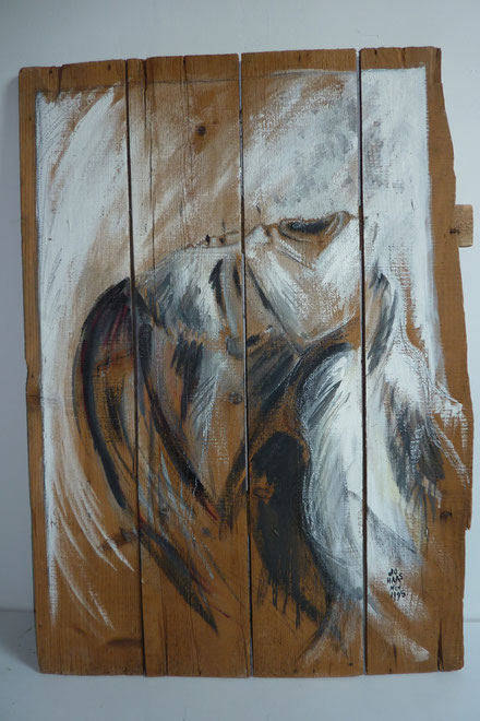 1995 "Jaillir, faillir, sens retourné" 64 x 90 cm Acrylique sur bois