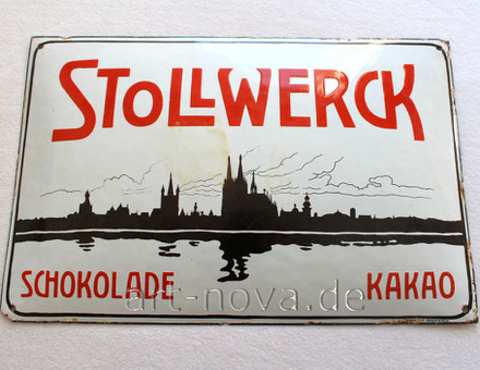 Originales Emailschild von Stollwerck Schokolade um 1900