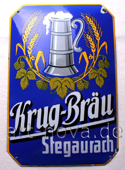 Werbeschild Krug-Bräu Stegaurach um 1920 in sehr schöner Erhaltung