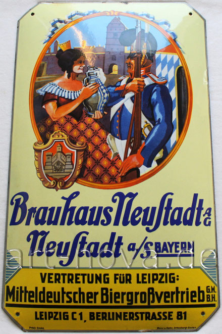 Emailschilder der Brauerei Brauhaus Neustadt an der Saale um 1930! 