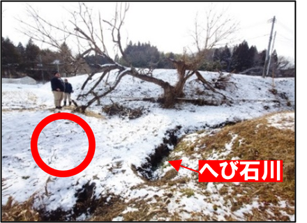 自由研究_現在のへび石の場所