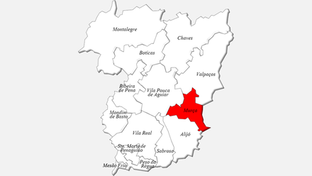 Localização do concelho de Murça no distrito de Vila Real