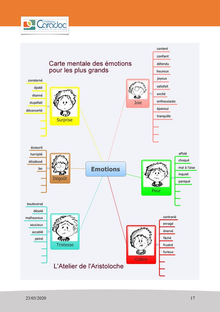 Compétences psychosociales. CPS. Emotions. Clinique Caradoc. PDF gratuit. Régulation des émotions. Connaître les émotions de base.