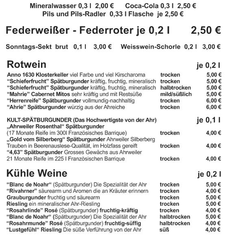 Das Weinausschankangebot in Ahrweiler am Marktplatz vom Ahrweindepot bietet für jeden Gaumen den passenden Ahrwein.