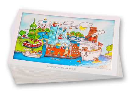 Beispiel: Postkarte DIN A6  / Titel: "MUSIC IN THE HARBOUR"