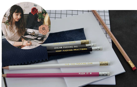 'Dream F*cking Big' Printed Pencils By DirtyWorks, featured in the PASiNGA curated Christmas artisan gift guide