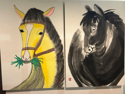 子どもたちが描いた干支の馬