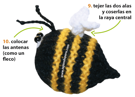 Cómo tejer abejas en dos agujas o palitos