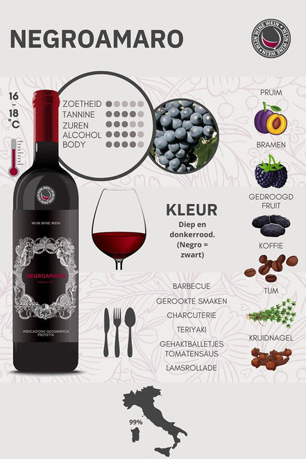 Negroamaro wijn en druif infographic