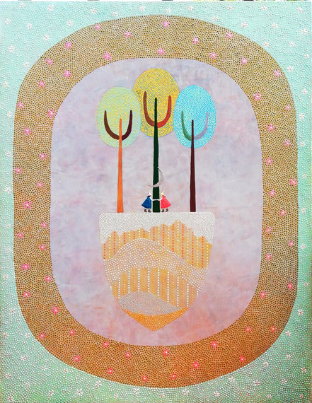 「月が降る庭」 アクリル画/410×318mm /￥198,000(税込)