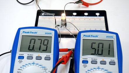 Experiment zur Demonstration der Eigenschaften einer Diode