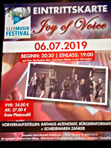 Eintrittskarte Konzert Joy of Voice
