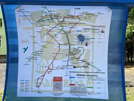 Bus Network Map at the "Municipality" Bus Stop in Blagoevgrad
