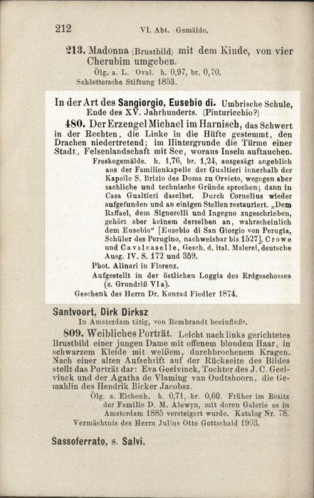 Verzeichnis der Kunstwerke im Museum der bildenden Künste zu Leipzig. Leipzig, Breitkopf & Härtel, 1903, S. 212