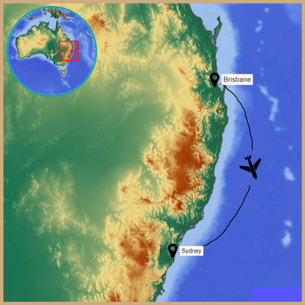 Australien, Flug Brisbane - Sydney