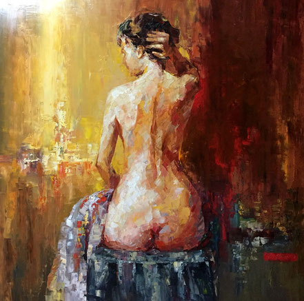 Ölgemälde "Behind that girl", 120cm * 120cm