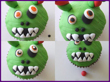 Tutoriel cupcakes les petits cornus, cake design, pâte à sucre, halloween, petits monstres rigolos