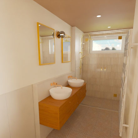la maison 17 architecte interieur architecture agencement décoration quimper  finistere renovation suite parentale salle de bain sur mesure