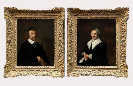 Dutch School, Portrait of a man and woman. Oil on canvas, 28x35 cm. 