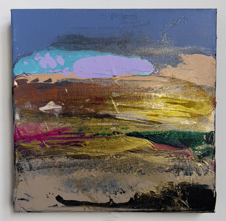 SOLD. Rainbow Forrest. Acrylics and ink on canvas, 30x30 cm