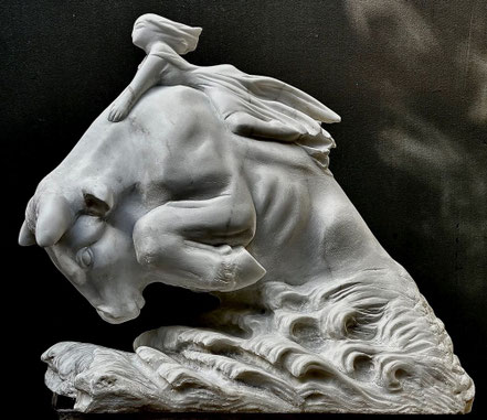 Europa and the Bull – Carrara marble, 50 × 25 × 40 cm
