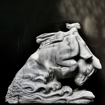 Europa and the Bull – Carrara marble, 50 × 25 × 40 cm