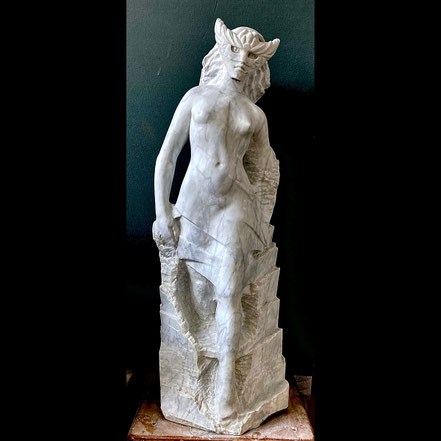 Lucia, Casanova’s True Love – Carrara marble, 80 × 27 × 30 cm