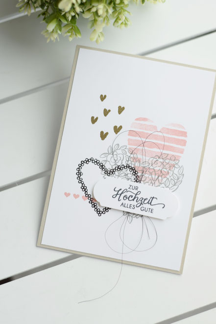 Stampin Up GrußkarteHochzeitskarte Papierwunder Basteln Hochzeit Hochzeitsgeschenk Geldgeschenk Heart Happiness Herzen Embossing