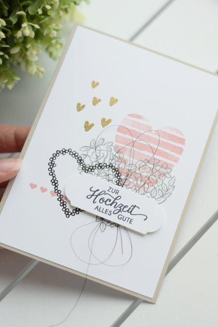 Stampin Up GrußkarteHochzeitskarte Papierwunder Basteln Hochzeit Hochzeitsgeschenk Geldgeschenk Heart Happiness Herzen Embossing